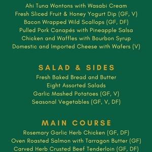 Wedding Reception Menu [Digital Download] Engagement Party Bridal Shower