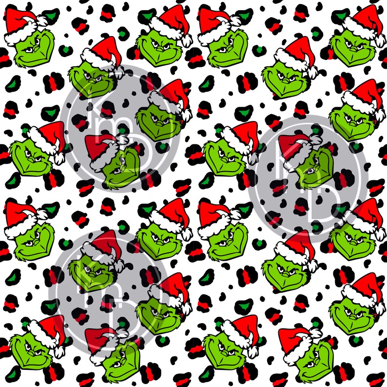 Leopard Christmas Grinch Digital Paper - Seamless Pattern - JPG Digital Download - Digital Pattern - 10 x 10 Inch JPG. File 