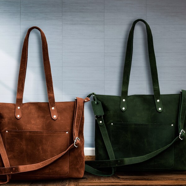 Leather Tote Bag - Etsy UK
