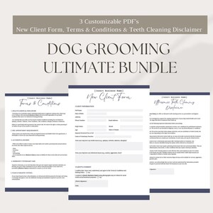 Dog Grooming Forms Bundle – Editable Client Intake, T&Cs, Teeth Cleaning Consent – Printable PDF Templates