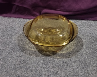 Vintage Mexico #3 Square Amber Glass Casserole Baking Dish with Lid