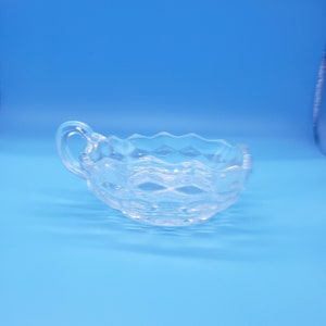 Vintage Fostoria American Square Handled Nappy Dish 4.25&quot; W Clear Cubist Glass