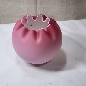 Antique Mt Washington Pink Satin Cased Glass Rose Bowl Vase 3 1/2” x 4”