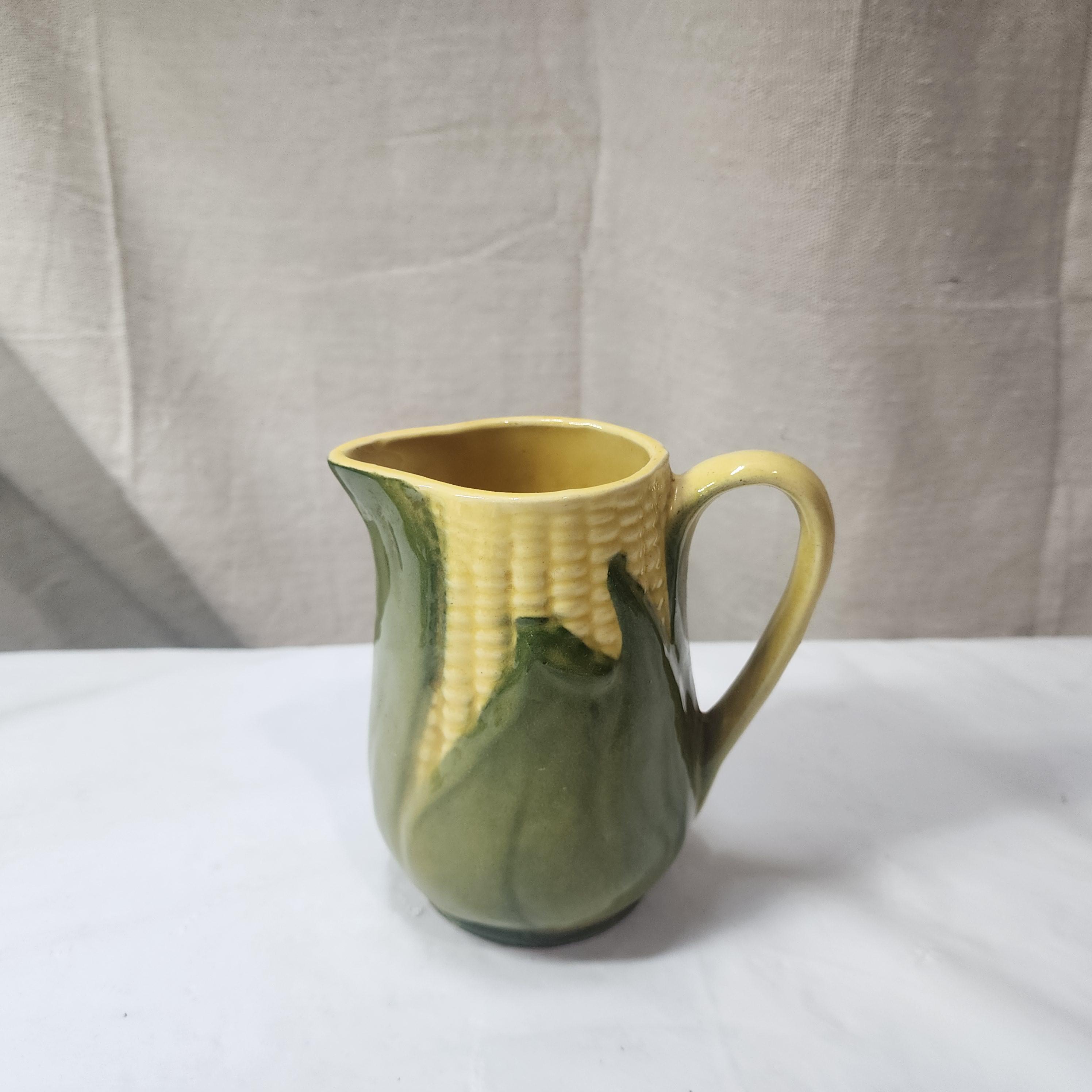 Vintage Shawnee Corn Pottery Creamer Syrup #70 Green Yellow  Farmhouse Retro