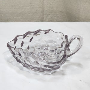 Vintage Fostoria American Purple Clear 3 Cornered Nappy Bowl with Handle