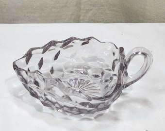 Vintage Fostoria American Purple Clear 3 Cornered Nappy Bowl with Handle
