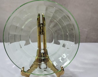 Vintage Green Uranium / Vaseline glass "Block Optic Saucer