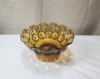 Vintage Mond & Sterne LE Smith Bernstein Glas Footed Candy Kompott Schüssel
