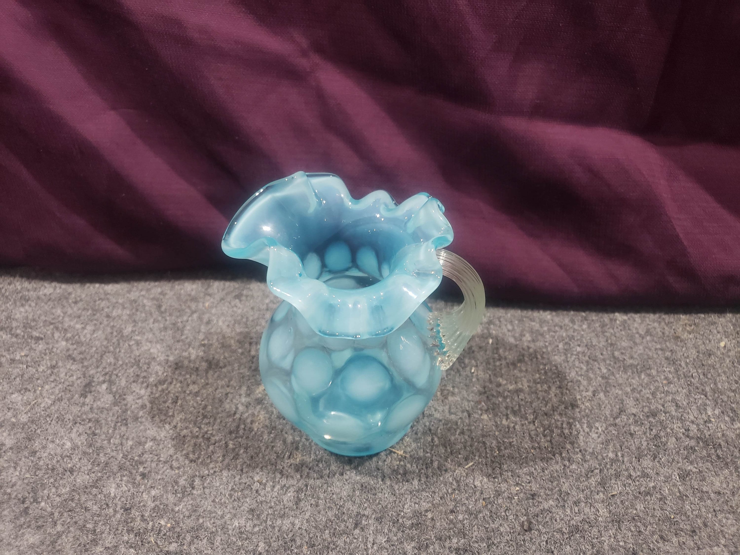 Vintage Fenton Blue Opalescent Coin Dot Ruffled Edge Pitcher - Etsy