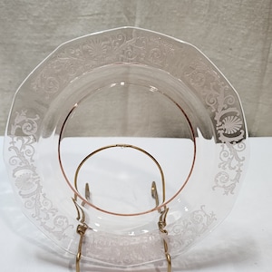 Vintage Fostoria Versailles Glass Pink Elegant Glass  9 1/2&quot; &quot; Small Dinner Plate