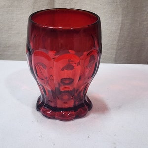 VIntage Fenton Ruby Red #1933 Thumbprint Dots & Panels 9 oz Tumbler