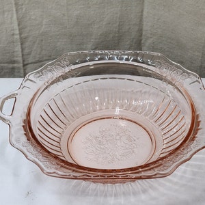 Vintage Pink Depression Glass Mayfair Open Rose 10&quot; Vegetable  Bowl