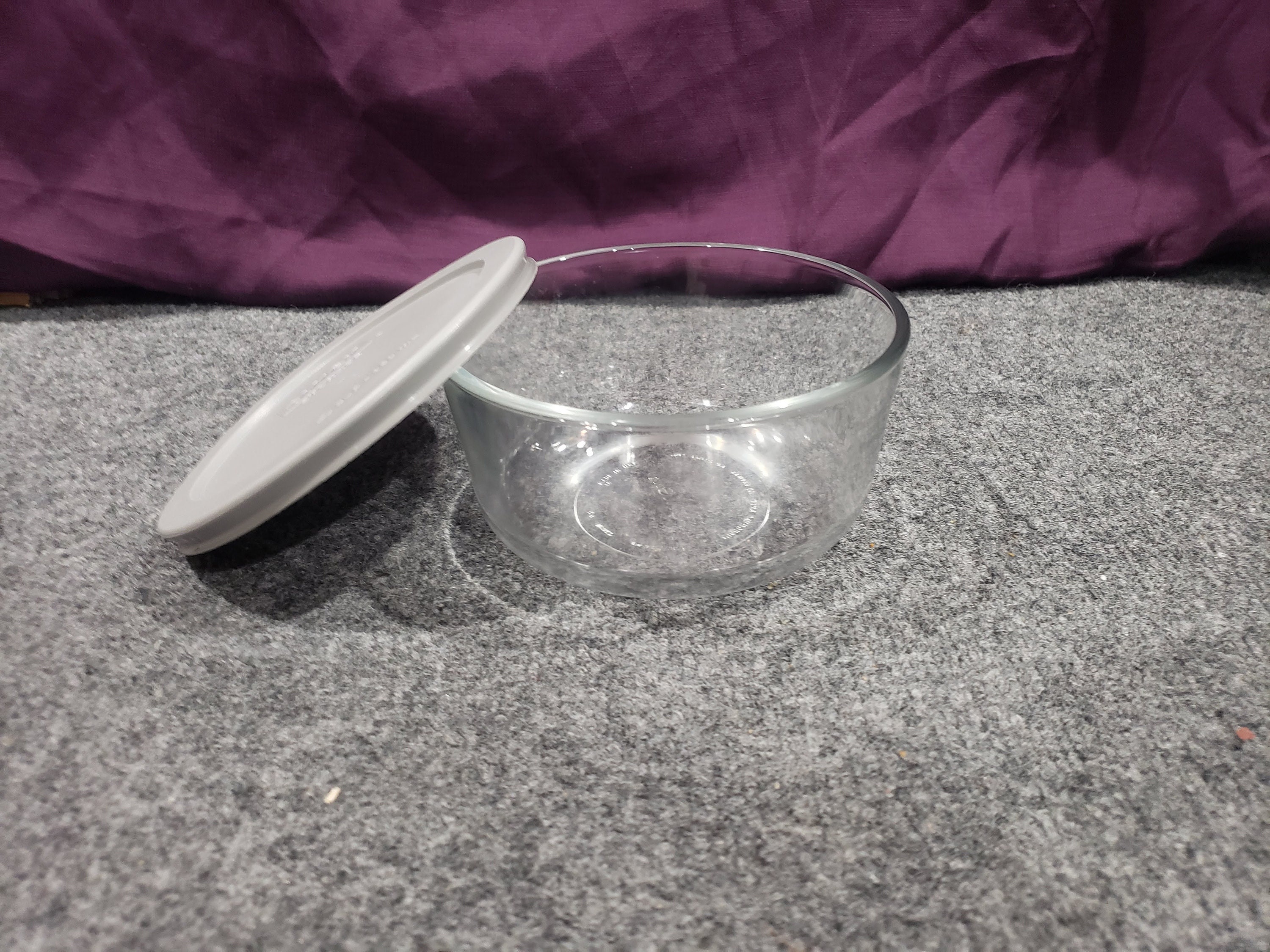 Pyrex #7201A 1 Quart Klarglas-Nahrungsmittelaufbewahrungsschale & 4-Tassen-Deckel USA