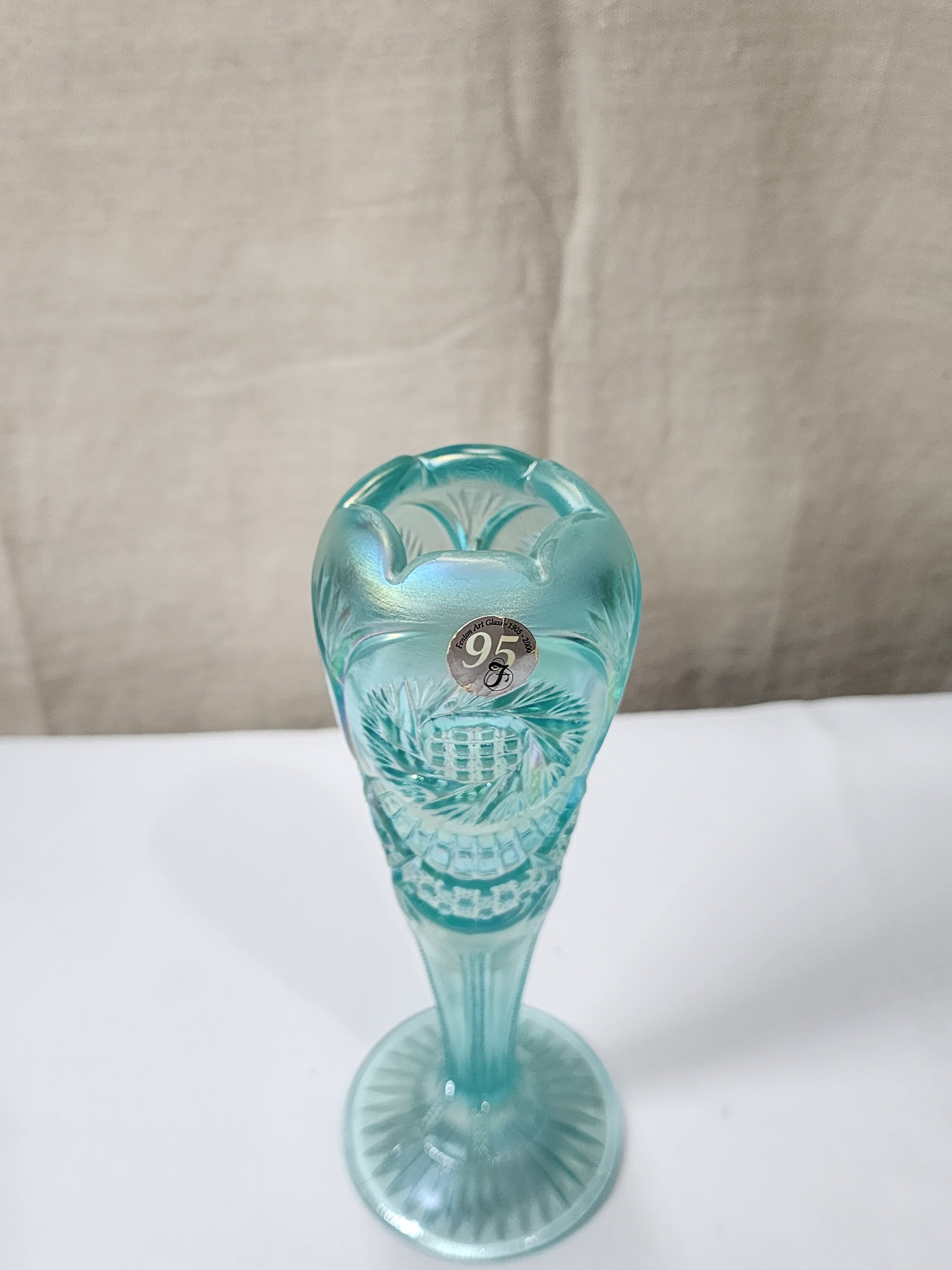 Fenton Pinwheel Aztec 95th Anniversary Carnival Glass Green Vase - Etsy