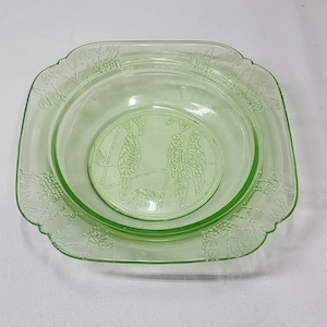 Vintage Grün Uran / Vaseline Sylvan Bundesglas &quot;Parrot&quot; Butter Bottom