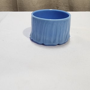 Vintage Akro Agate Glass Whiteish Light Blue Slag Colonial Belle Lady Powder Box / Puff Box 6&quot; bottom