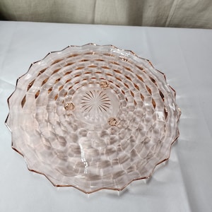 Vintage American Whitehall 12 1/2&quot; Pink Glass Footed Serving Cake/Platter