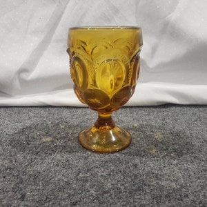 Vintage L.E. Moon and Stars Amber 5 3/4&quot; Goblet