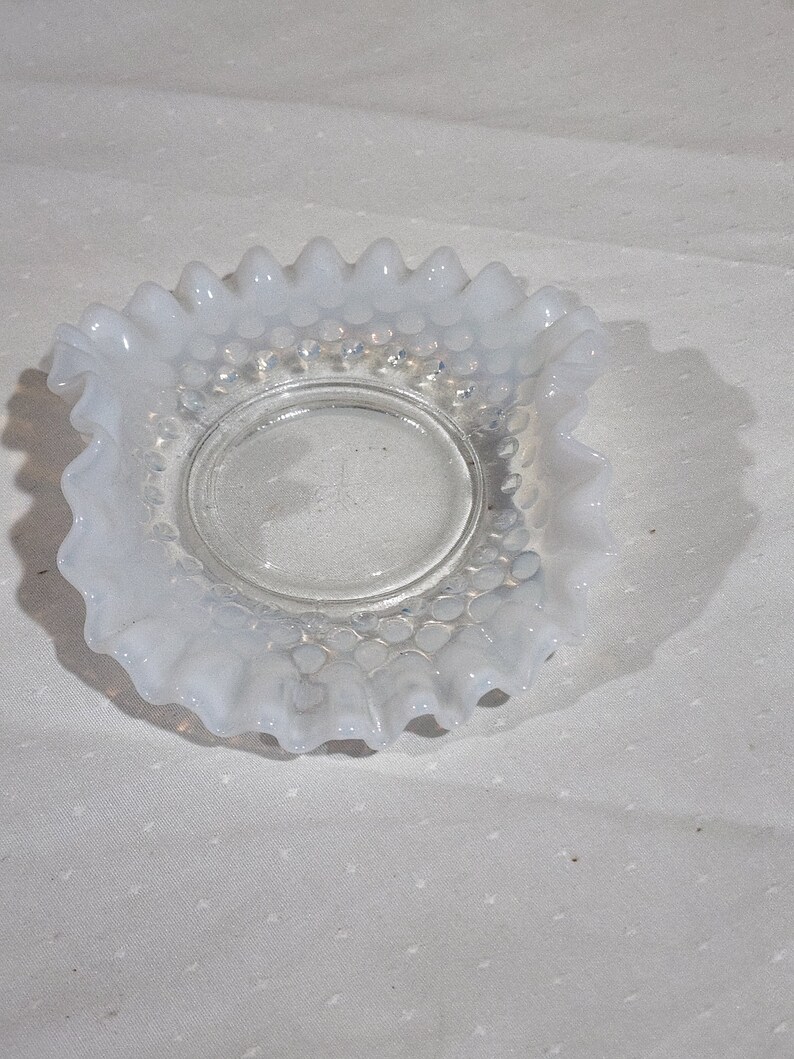 Vintage Fenton White Opalescent Hobnail Ruffled Candy Bonbon - Etsy