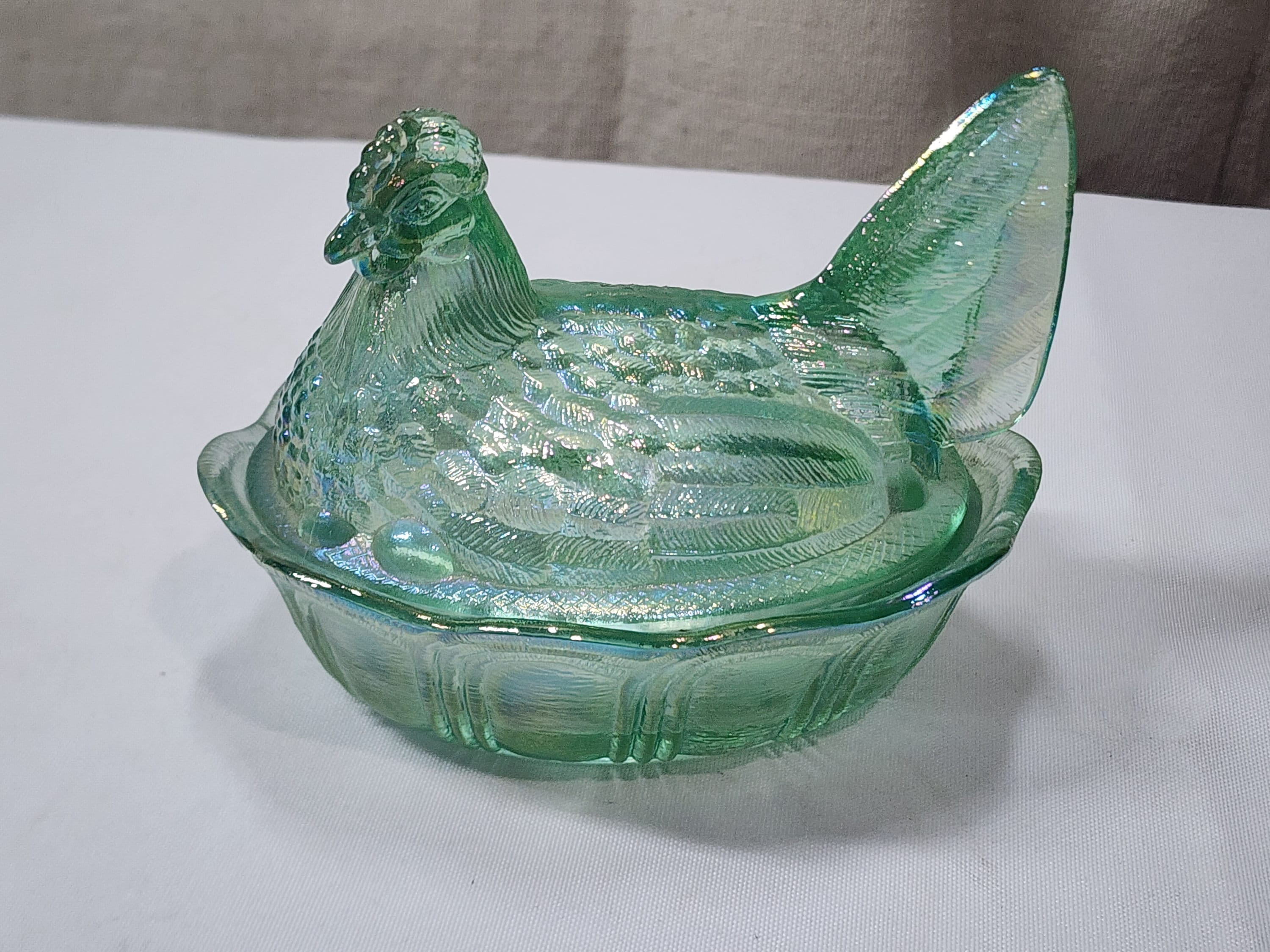 Fenton Iridized Sea Mist Opalescent Hen on Nest #5186 EX - Etsy
