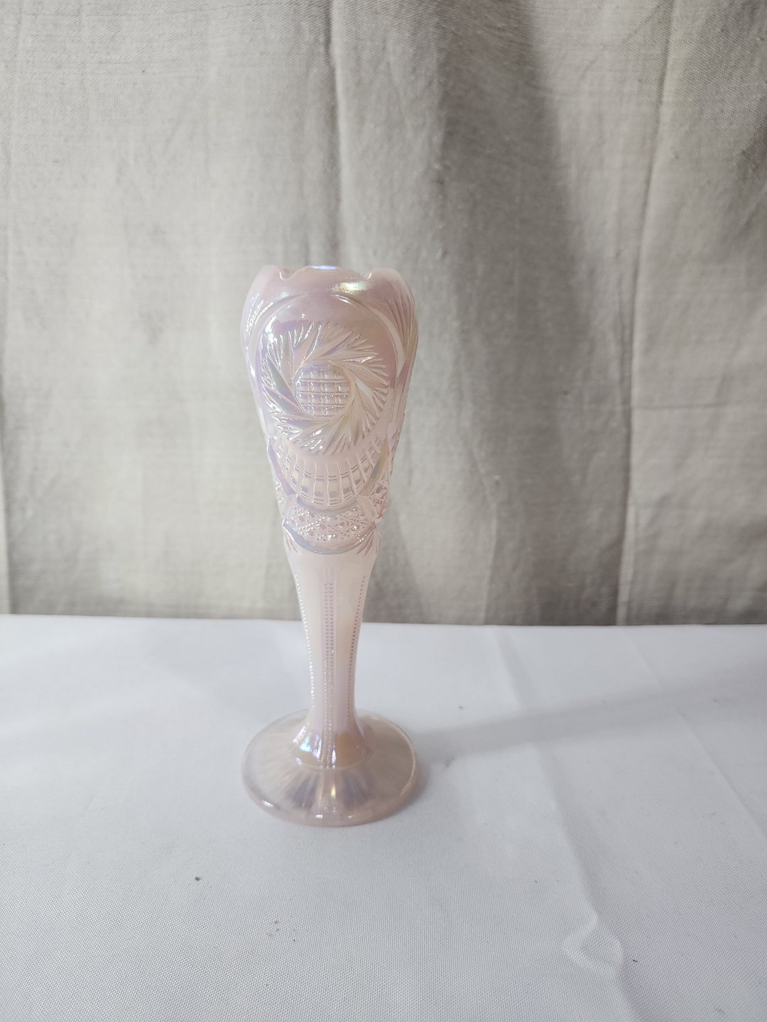 Fenton Pinwheel Aztec 95th Anniversary Carnival Glass Pink Vase - Etsy