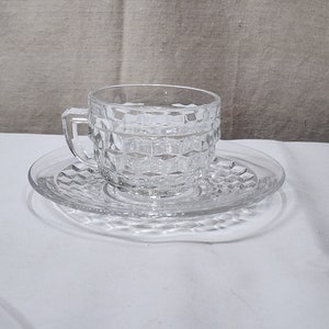 Set tazza e piattino vintage americano Fostoria trasparente