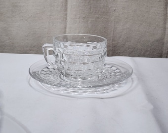 Vintage Fostoria American Clear Cup and Saucer Set