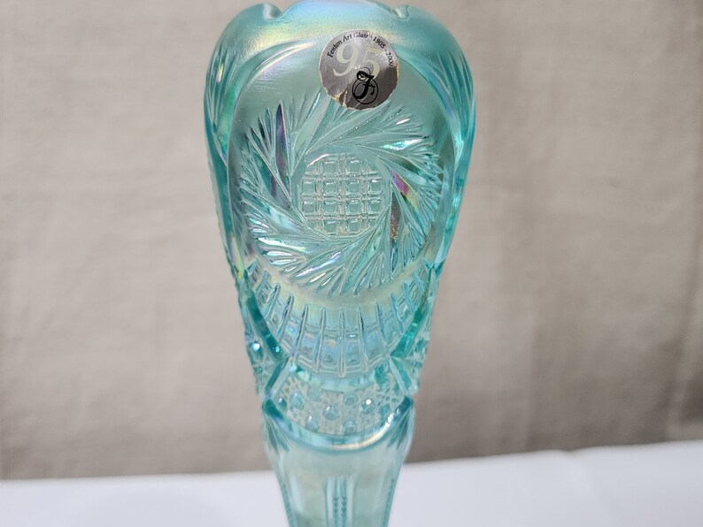 Fenton Pinwheel Aztec 95th Anniversary Carnival Glass Green Vase - Etsy
