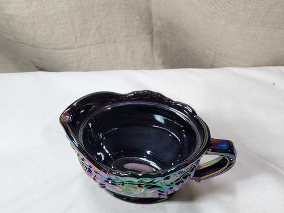 Fenton Amethyst Purple Carnival Glass Hand Painted Creamer - Etsy