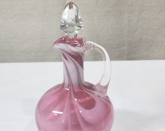 Vintage Cranberry Swirl Cruet Pitcher