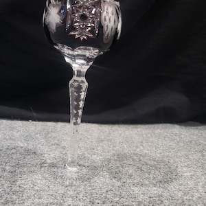 Vintage Ajka Marsala Crystal Burgundy Red Clear To Cut Small Wine 8 1/4” tall