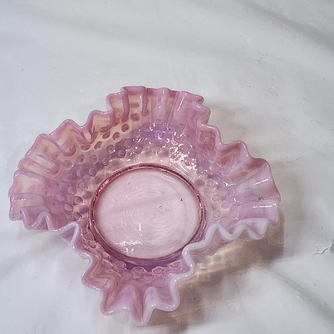 Vintage Fenton Cranberry Opalescent Hobnail Bon Bon Dish / Bowl 6.25 ...