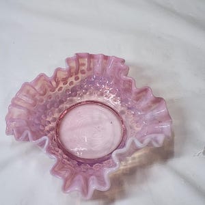 Vintage Fenton Cranberry Opalescent Hobnail Bon Bon Naczynie / Miska 6,25&quot;