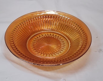 Vintage Jeanette Aniversario Sopa Bowl Caléndula Carnaval Vidrio Iridiscente