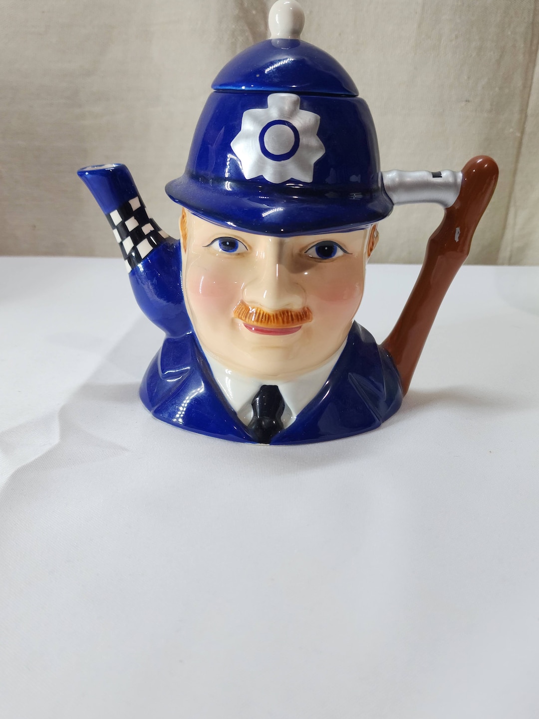 James Sadler Characters of Britain Policeman Bobby Cobalt Blue Teapot Etsy