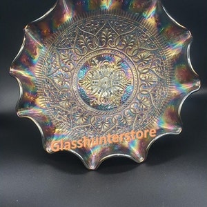 Fenton Art Glass-Carnival Flared Hearts & Flowers Bowl