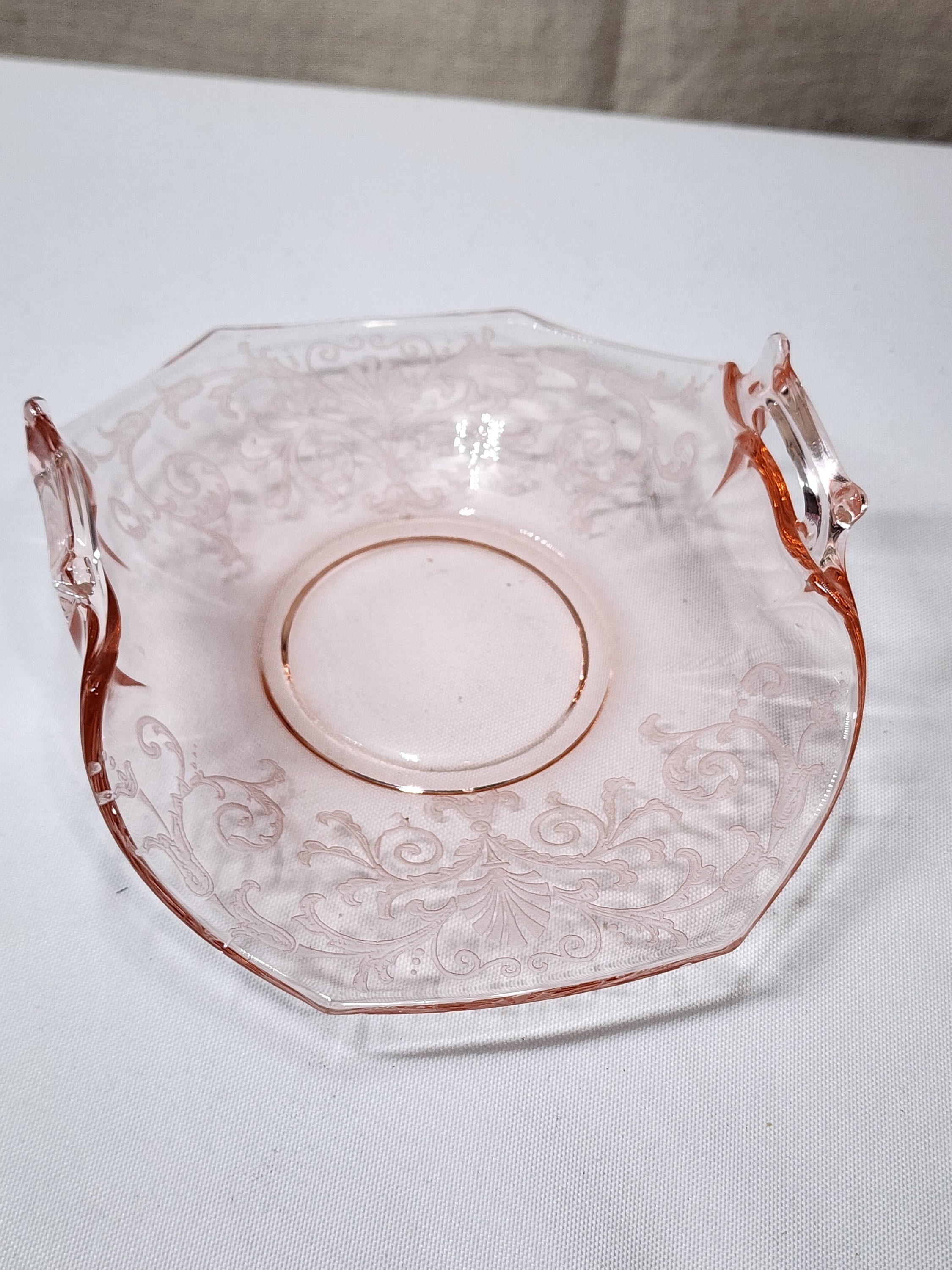Vintage Fostoria Versailles Glass Pink Elegant Glass Bonbon Open Handles # 2375