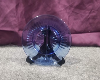 Vintage Hazel Atlas Glass Co. "Aurora" Cobalt Blue Plate 6 1/2”