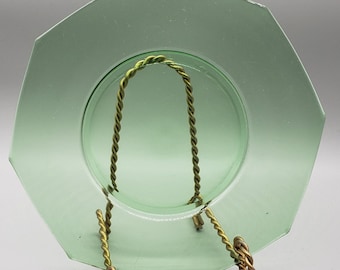Vintage green Depression Glass Octagon Plate 8”