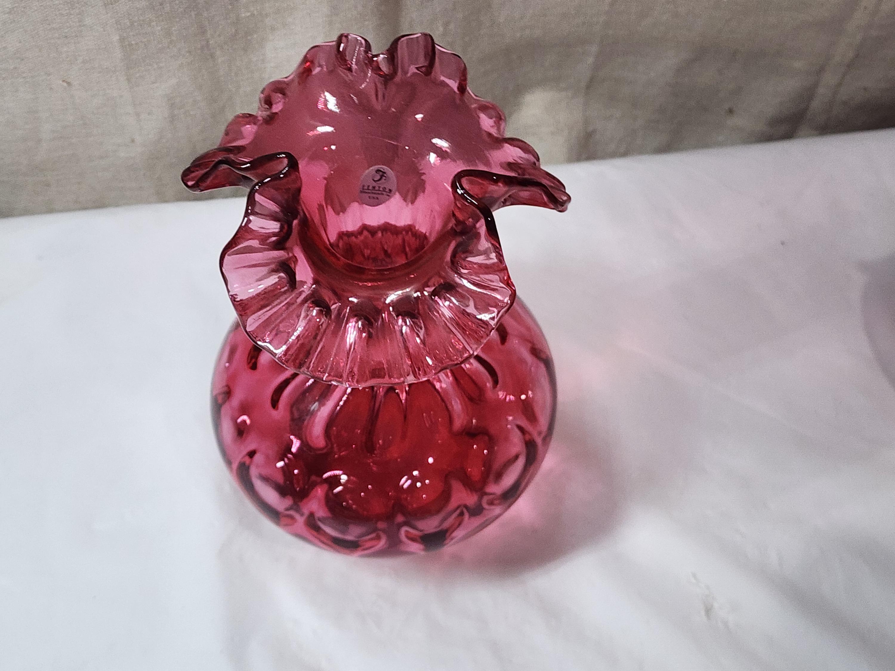 Vintage Fenton Glass Art Coin Dot Cranberry Ruffled Vase 8 1/4"h - Etsy