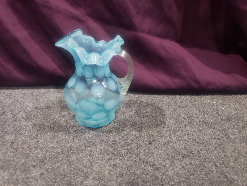 Vintage Fenton Blue Opalescent Coin Dot Ruffled Edge Pitcher - Etsy