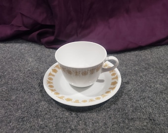 Vintage Corningware Corelle  Butterfly Gold Cup and Saucer Coffee Tea Cup