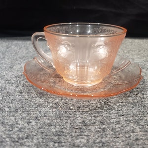 Macbeth Evans Pink Depression Glas American Sweetheart Tasse und Untertasse Set