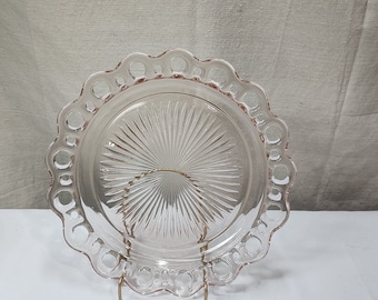 Vintage Old Colony Lace Edge Open Lace Pink 10 1/2" Dinner Plate