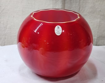 Fenton Amberina over Milk Glass Bowl  C26412  QVC  6-1/4"H