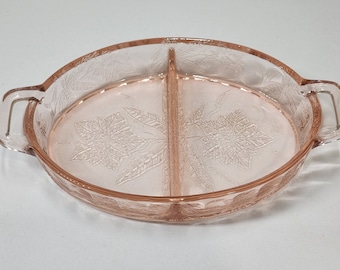 Vintage rosa floral Poinsettia Jeanette 2 partes saborear plato