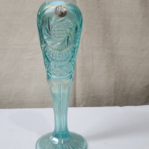 Fenton Pinwheel Aztec 95th Anniversary Carnival Glass Green Vase - Etsy