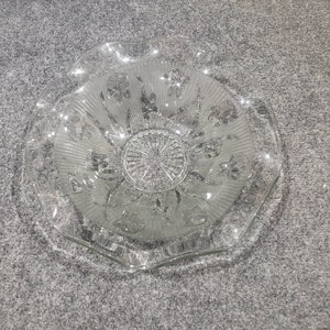 Crystal Clear Iris and  Herringbone Ruffled Master Salad Bowl 11 1/2&quot;