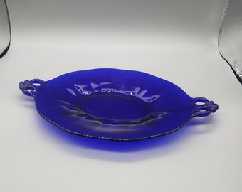 Vintage Fostoria LAFAYETTE No. 2440- Cobalt Oval Tray- 8 1/2 inch