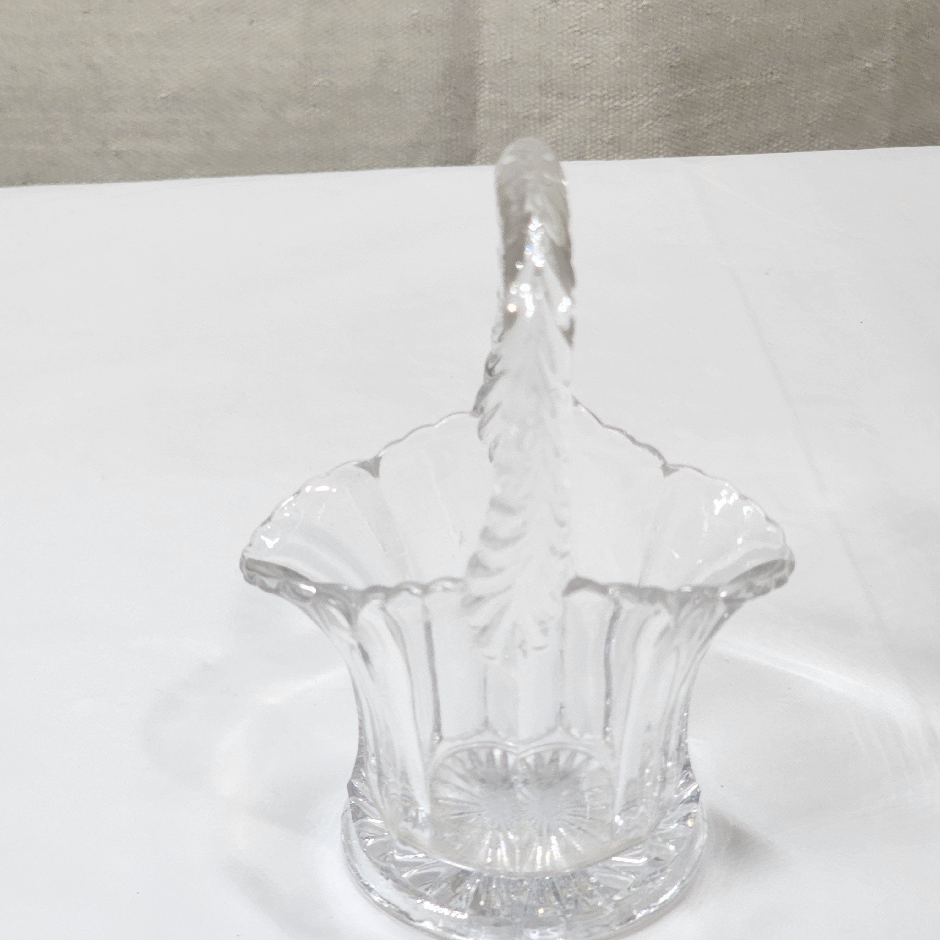 Vintage Duncan & Miller Crystal Elegant Colonial Panels Clear 4.25" Glass Basket